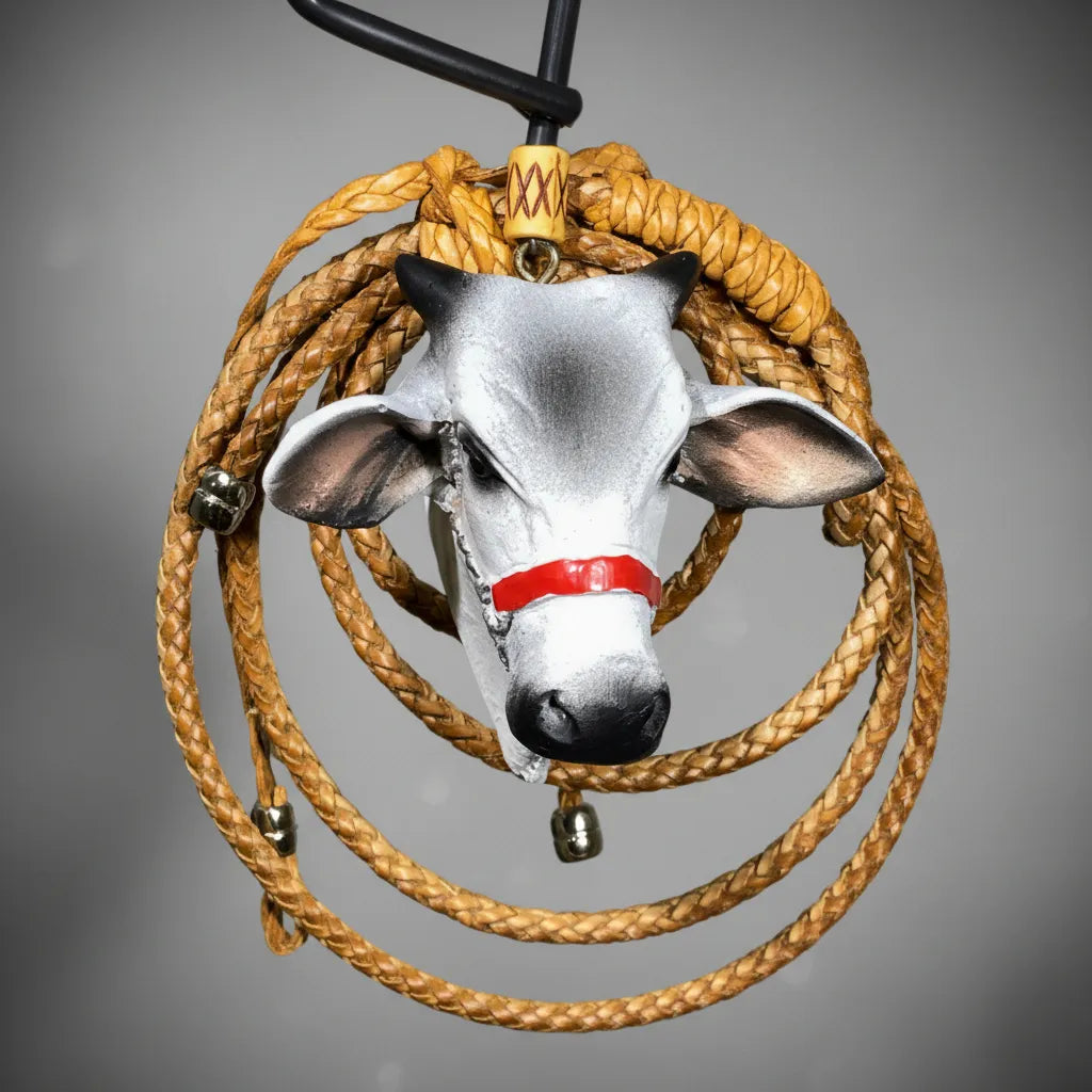 COMPRE 1 LEVE 3 - Enfeite De Retrovisor Boi Gado Nelore + Mini Laço