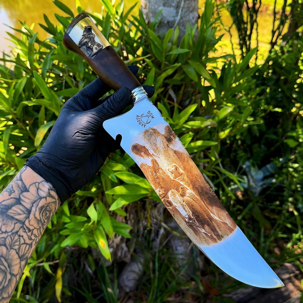 Faca Artesanal Premium “Manada Sagrada” – Gravação Alto Relevo